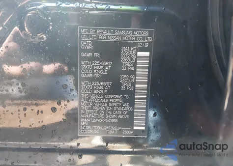 2019 Nissan Rogue Sv z USA, uszkodzony, nr VIN KNMAT2MV0KP541993